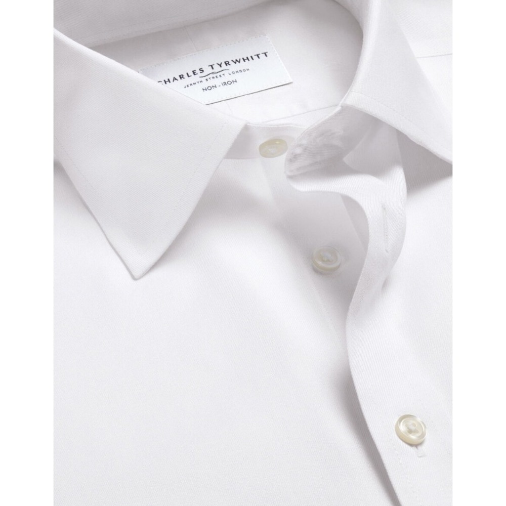 Charles Tyrwhitt Mens Non-Iron Stretch Poplin Shirt White 16.5 35 Slim Fit